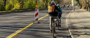 Die neue Spur in der Lichtenberger Straße in Friedrichshain.