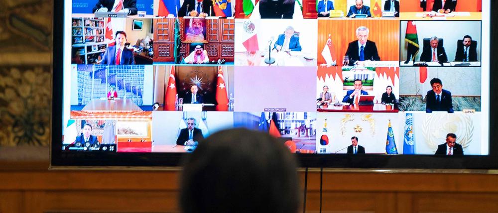 Italiens Ministerpräsident Giuseppe Conte nimmt Ende März an einer Videokonferenz der G20-Regierungschefs teil.