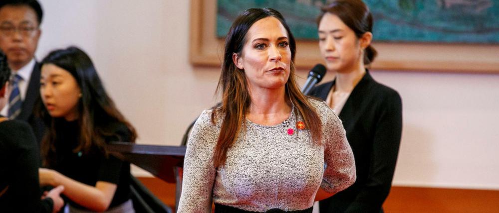 Meistens im Hintergrund: Donald Trumps scheidende Pressesprecherin Stephanie Grisham im Briefing Room des Weißen Hauses.