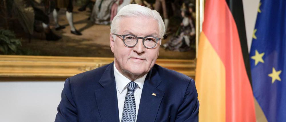 Bundespräsident Frank-Walter Steinmeier bei der Aufzeichnung der Rede.