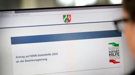 Blick auf eine gefälschte Internet-Seite zur Soforthilfe in NRW
