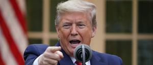 Donald Trump bei seiner Tirade gegen die WHO im Rosengarten des Weißen Hauses