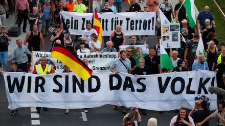 Eine Demonstration der rechtsextremen "Pro Chemnitz"-Bewegung im August 2019 in Chemnitz.
