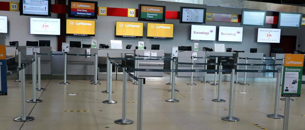 Ein Flughafen ohne Fluggäste - wie hier in Berlin-Tegel.