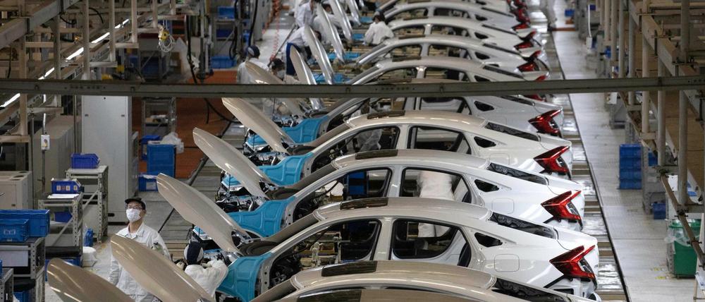 Die Fabrik von Dongfeng Honda: Durch die Pandemie mit dem Coronavirus ist Chinas Wirtschaft erstmals seit Jahrzehnten geschrumpft. 