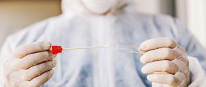 Abstrich. Im Corona-Testzentrum in Adlershof untersucht das ifp Proben auf das Virus.