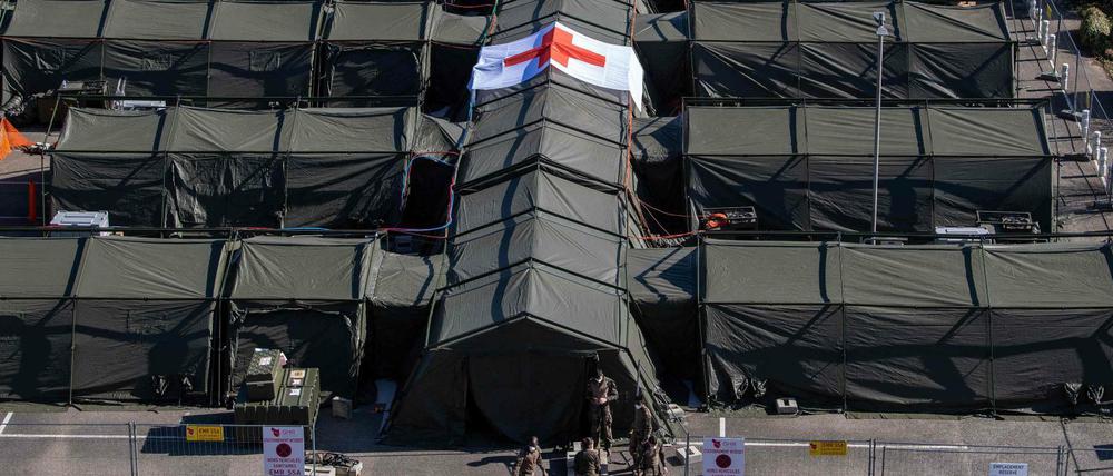 Die Armeeklinik auf dem Parkplatz des Emile-Muller-Krankenhauses in Mülhausen.
