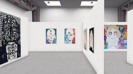 Die Architektur ist virtuell designt, die Ausstellung „My Name is Nobody“ vom Galeristen Matthias Arndt für den reinen Online-Auftritt kuratiert.