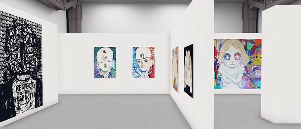 Die Architektur ist virtuell designt, die Ausstellung „My Name is Nobody“ vom Galeristen Matthias Arndt für den reinen Online-Auftritt kuratiert.