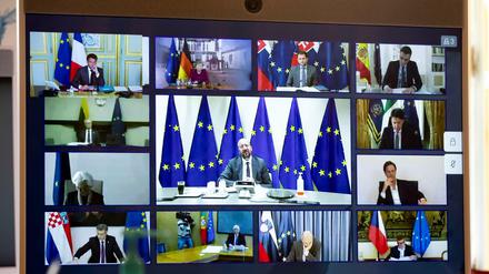 Die Staats- und Regierungschefs der EU tagten auch am Donnerstag wieder per Videokonferenz.