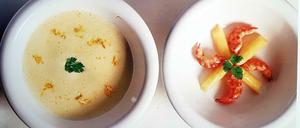 Saure Ingwerschaumsuppe mit Krebsen und Spargelspitzen nach Albert Bouley