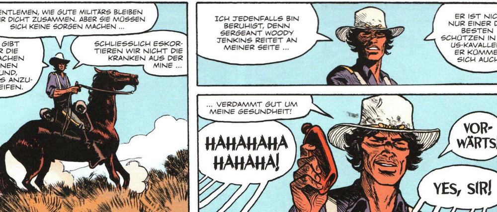 Holzschnitthaft: Eine Szene aus „Das Trauma der Apachen“.