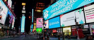 Symbol der Krise: Der fast menschenleere Times Square in New York. 