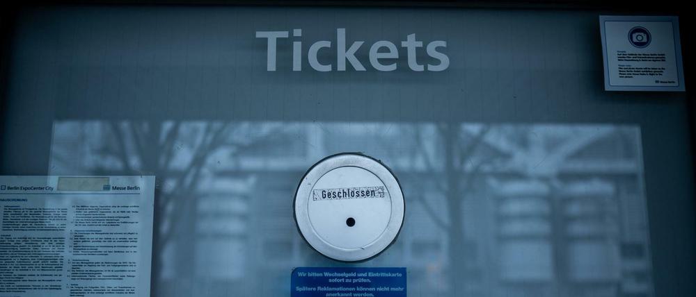 Der Ticketschalter der Messe Berlin ist geschlossen.