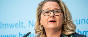 Umweltministerin Svenja Schulze (SPD) spricht bei einer Pressekonferenz zu Beginn des Petersberger Klimadialogs.