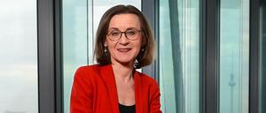 Sigrid Nikutta in ihrem neuen Büro am Postdamer Platz. Die ehemalige BVG-Chefin ist seit Januar 2020 verantwortlich für das Ressort Güterverkehr im Konzern und zugleich Vorstandsvorsitzende des Tochterunternehmens DB Cargo.