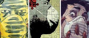 Die Maske als Markenzeichen: Drei Coverbilder für „Gideon Falls“ von Jeff Lemire, Andrea Sorrentino und Gabriel Hernandez Walta.