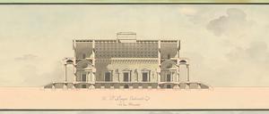 Kommerztempel. Längsschnitt und Seitenfassade der Petersburger Börse. 