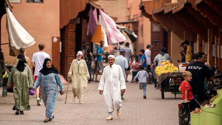 Eine Straße im jüdischen Viertel von Marrakesch. Die Aufnahme stammt aus dem Jahr 2017.