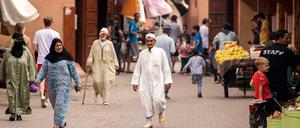 Eine Straße im jüdischen Viertel von Marrakesch. Die Aufnahme stammt aus dem Jahr 2017.