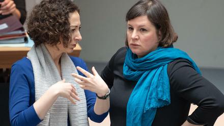 Grüne Spitzenkandidatinnen: Wirtschaftssenatorin Ramona Pop (l) und Fraktionsvorsitzende Antje Kapek.