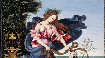 Teil des Bilderatlas: Das Gemälde von Filippino Lippi aus der Berliner Gemäldegalerie, „Allegorie der Musik (Die Muse Erato)“, um 1500. 