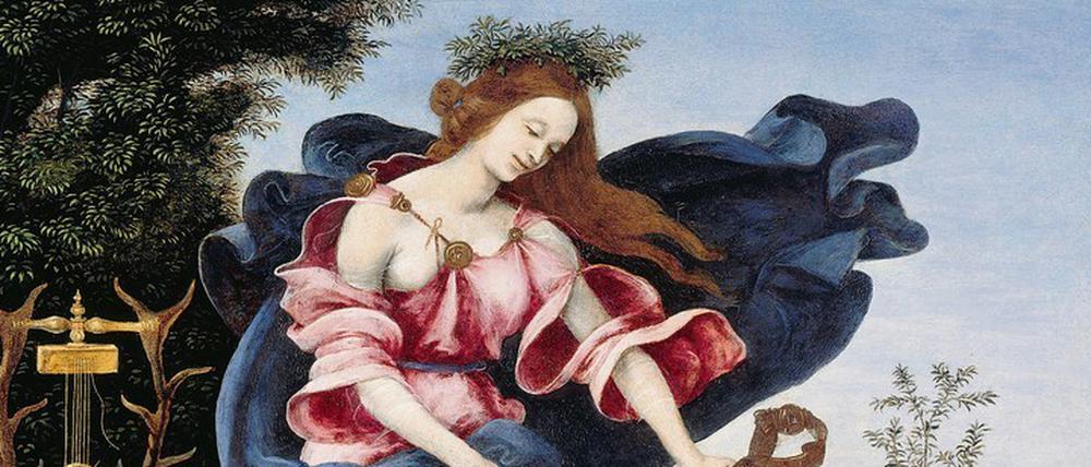 Teil des Bilderatlas: Das Gemälde von Filippino Lippi aus der Berliner Gemäldegalerie, „Allegorie der Musik (Die Muse Erato)“, um 1500. 