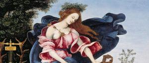 Teil des Bilderatlas: Das Gemälde von Filippino Lippi aus der Berliner Gemäldegalerie, „Allegorie der Musik (Die Muse Erato)“, um 1500. 