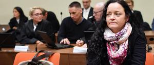 Die Hauptangeklagte Beate Zschäpe beim 392. Verhandlungstag im NSU-Prozess im Jahr 2017. 