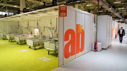 Das neue Corona-Behandlungszentrum Jafféstraße (CBZJ) auf dem Berliner Messegelände.