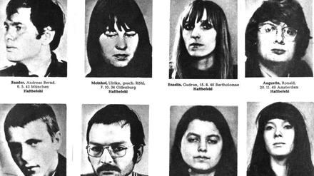 Angeführt von Baader und Meinhof: Angehörige der ersten RAF-Generation auf einem Fahndungsplakat aus dem Jahr 1970.