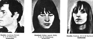 Angeführt von Baader und Meinhof: Angehörige der ersten RAF-Generation auf einem Fahndungsplakat aus dem Jahr 1970.
