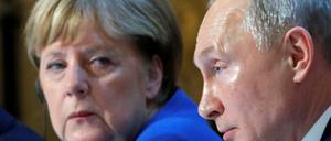 Bundeskanzlerin Angela Merkel und der russische Präsident Wladimir Putin. 