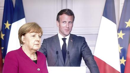 Zwei, die gern solidarisch Geld für Europa ausgeben wollen: Merkel und Macron stellten jüngst ein 500-Milliarden-Euro-Porgramm vor. 