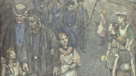 Im Schützengraben der Moderne. Baluschek malte 1895 abgekämpfte Eisenbahner auf dem Weg in den Feierabend.