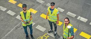 Sieben Kilometer Pop-up-Radwege in Friedrichshain-Kreuzberg hat „Airteam“ schon vermessen – 20 sollen noch folgen. 