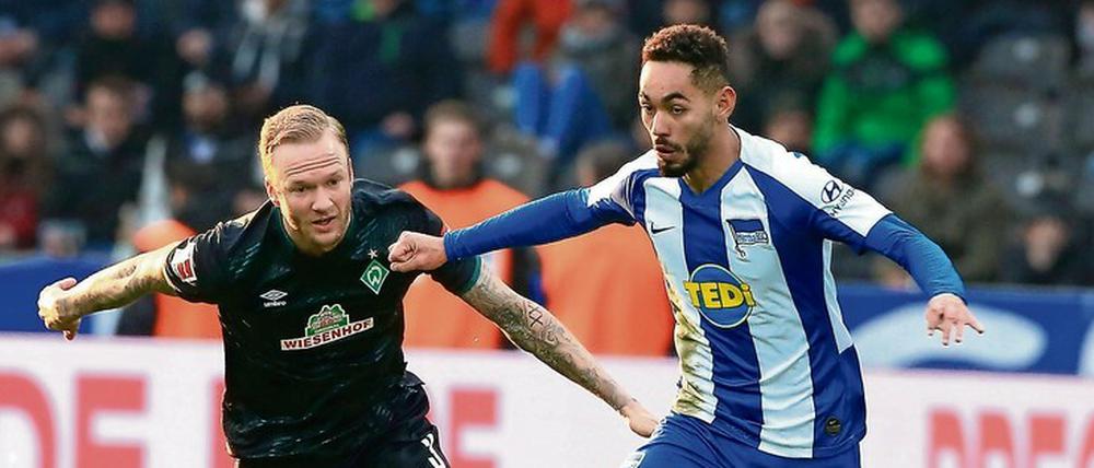 Talent am Ball. Matheus Cunha (rechts) hat in sechs Einsätzen für die Berliner bereits vier Tore erzielt.