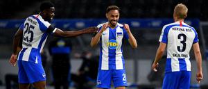 Stammkräfte: Jordan Torunarigha, Matheus Cunha und Per Skjelbred (von links) standen unter Trainer Labbadia in jedem Spiel in der Anfangsformation.