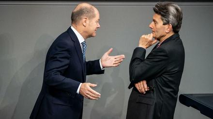 Genossen: Vizekanzler Olaf Scholz (r.) und SPD-Fraktionschef Rolf Mützenich.