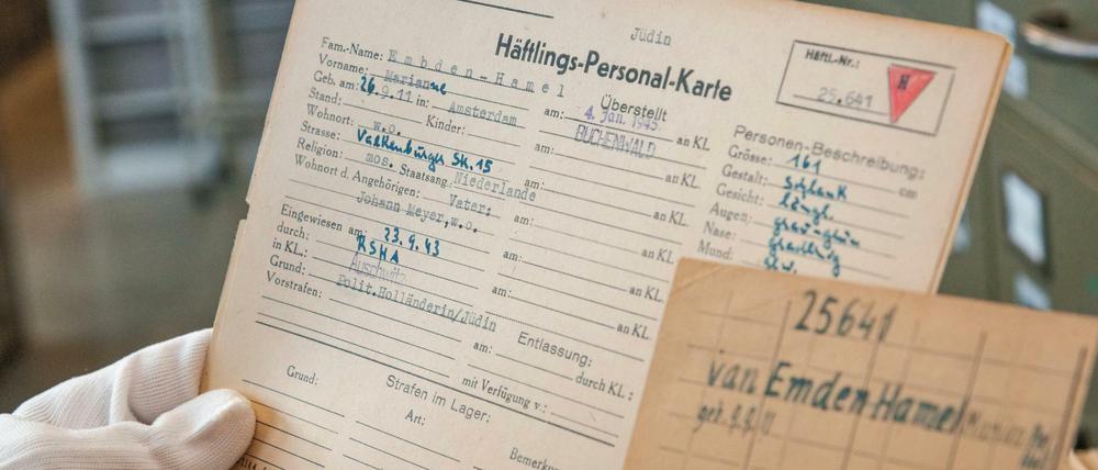 Die Karteikarte von Marianne Embden-Hamel gehört zum Bestand der Arolsen Archives.