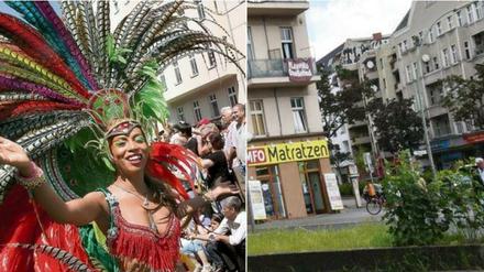 Links das pralle Leben im Jahr 2012 an der Einmündung zum Kottbusser Damm, rechts tote Hose an Pfingstsonntag 2020.