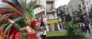 Links das pralle Leben im Jahr 2012 an der Einmündung zum Kottbusser Damm, rechts tote Hose an Pfingstsonntag 2020.