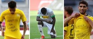 Gemeinsam: Jadon Sancho, Marcus Thuram und Achraf Hakimi (von links nach rechts) drückten am Wochenende ihr Solidarität mit den Protesten in den USA aus.