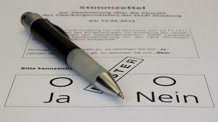 Abstimmungszettel für ein Bürgerbegehren