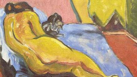 Wirkt wie von Max Pechstein, tatsächlich ist der 2003 versteigerte „Akt mit Katze“ aber eine Fälschung.
