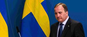 Schwedens Premier Stefan Löfven bei einer Pressekonferenz im April.