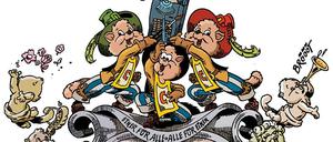 Einer für alle, alle für einen? Das ICOM-Wappen, gezeichnet von Ingo Stein.