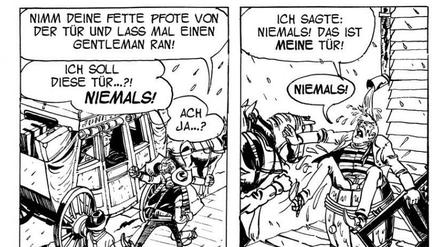 Der frühe Western-Slapstick ist noch stark an der Zeichenschule von Jijé orientiert.