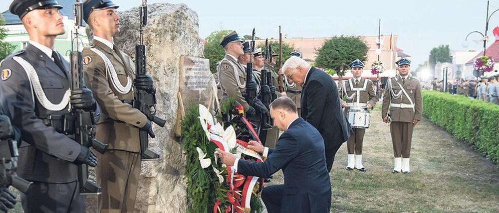 Bundespräsident Steinmeier und Präsident Duda am 80. Jahrestag des Kriegsbeginns.Foto: Bernd von Jutrczenka/dpa