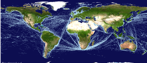 Map of global ship traffic based on AIS signals detected from orbit. Commercial vessels are mandated to transmit Automatic Identification System (AIS) signals, which are used to track maritime traffic – the oceangoing equivalent of air traffic control. The system relies on VHF radio signals with a horizontal range of just 40 nautical miles (74 km), useful within coastal zones and on a ship-to-ship basis, but leaving open ocean traffic largely uncovered. However, in 2010 ESA fitted an experimental antenna to Europe’s Columbus module of the International Space Station, demonstrating for the first time that AIS signals could also be detected from up in orbit, opening up the prospect of global ship tracking from space.